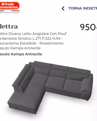 Divano letto matrimoniale angolare con pouf