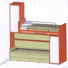Cameretta Doimo con letto superiore traslante 