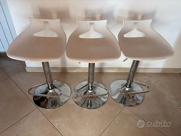 Trio sgabelli regolabili bianco