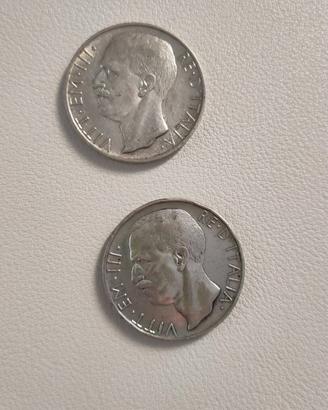 10 lire 1927 e 1928 lotto due monete
