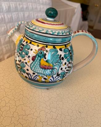 Teiera in ceramica maiolica Deruta decorata a mano