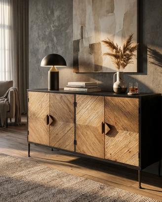 Madia Stile Industrial Legno e Metallo 147x85 cm