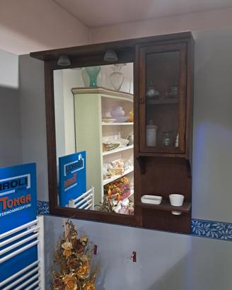 Specchio Bagno con Mobiletto in Legno - Pozzi Gino