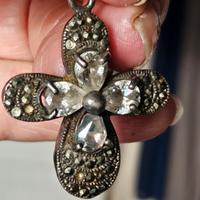ciondolo croce antica in argento massiccio 