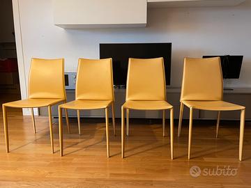 4 sedie Calligaris AIDA vero cuoio giallo
