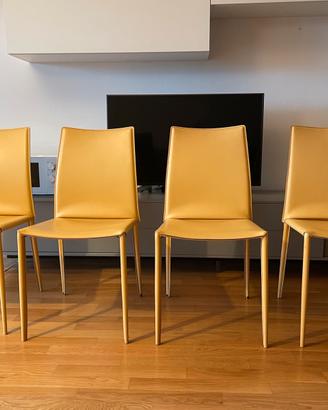 4 sedie Calligaris AIDA vero cuoio giallo