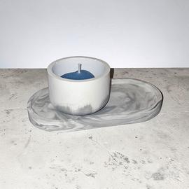 Set vassoio marmorizzato vasetto e candela cuore