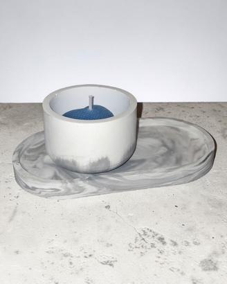 Set vassoio marmorizzato vasetto e candela cuore