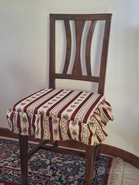 sedia legno e paglia e rivestimento cotone 