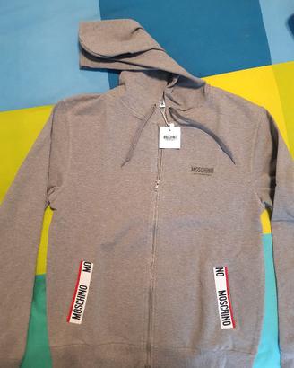 Moschino felpa NUOVA L con zip cappuccio etichetta