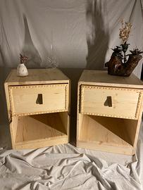 Coppia comodini artigianali in abete massello