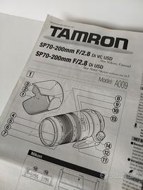 Tamron  AF 70-200 f2.8 di VC USD manuale istruzion