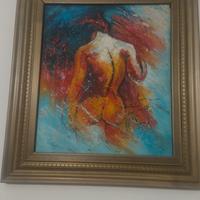 Quadro dipinto a mano raffigurante figura femminil