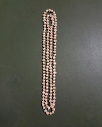 Collana lunga perle bianche barocche di fiume 