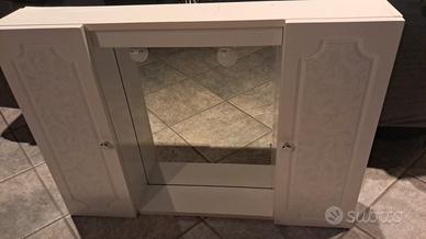 Pensile Bagno Bianco con Specchio e Luci
