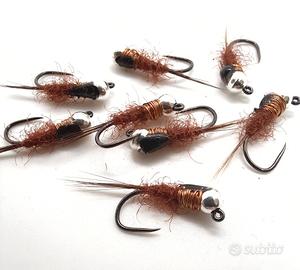 5 ninfe artificiali tungsteno pesca a mosca