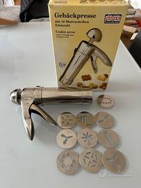 Pistola spara biscotti acciaio con 10 stampini