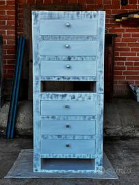 Cassettiera artigianale legno massello shabby
