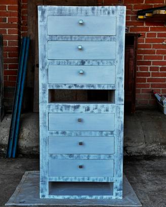 Cassettiera artigianale legno massello shabby