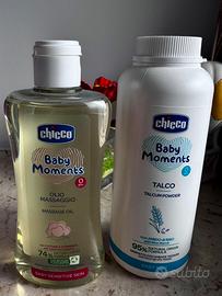 Set Chicco Baby Moments - Talco + Olio Massaggio
