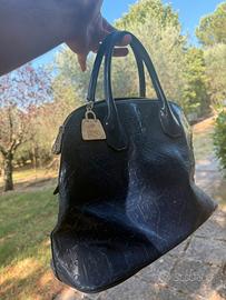 Borsa Liu Jo bauletto vernice blu logo all over