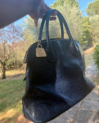 Borsa Liu Jo bauletto vernice blu logo all over