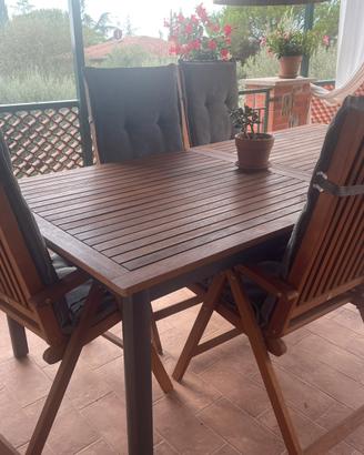 Tavolo giardino con 8 sedie e cuscini