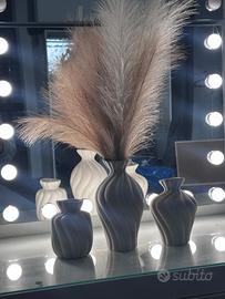 Set 3 Vasi Decorativi Moderni Effetto Pietra