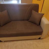 Divano due posti in tessuto con contenitore e pron