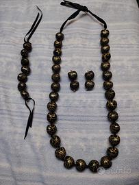 Parure Vintage Collana, Bracciale e Orecchini Neri