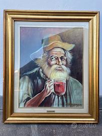 Quadro bevitore olio su tela A. Vergagni