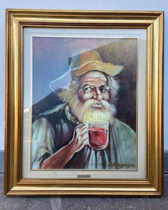 Quadro bevitore olio su tela A. Vergagni