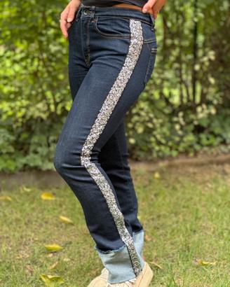 Jeans country con paillettes argento Rinascimento