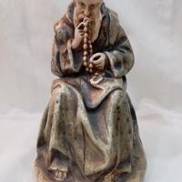 Monaco in preghiera rosario antica scultura XIX 