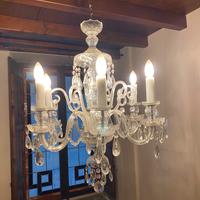 Lampadario antico sei lampade cristallo di boemia
