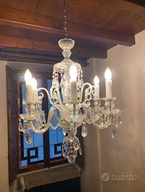 Lampadario antico sei lampade cristallo di boemia