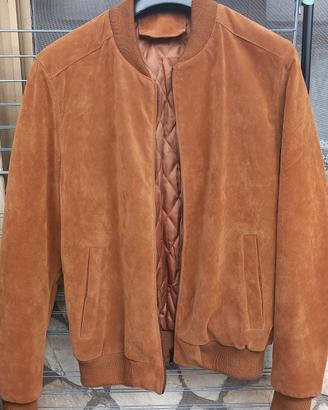 giubbino bomber foderato effetto camoscio 