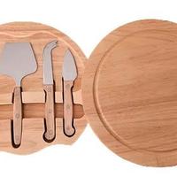Tagliere formaggi in legno con set di 4 coltelli