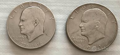 2 Monete 1 Dollaro USA Eisenhower (1971+1976).