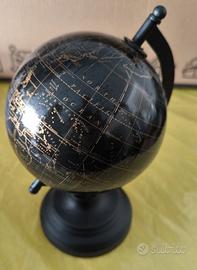 MAPPAMONDO DA TAVOLO STILE VINTAGE NERO E ORO