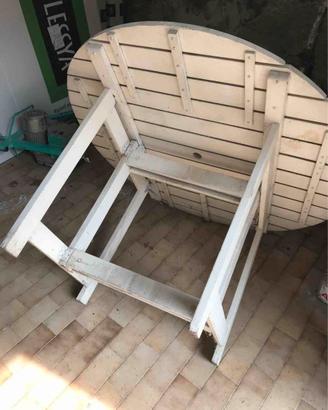 tavolo legno da giardino con foro porta-ombrellone