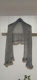 Sciarpa coprispalla grigia misto lana a maglia lar