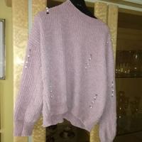 maglia rosa confetto con perle al tatto estremamen