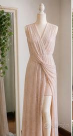 Abito elegante rosa cipria effetto glitter