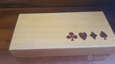 scatola gioco carte legno vintage 