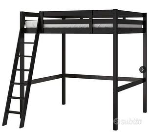 STORÅ Struttura per letto a soppalco, colore nero.