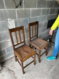 Coppia sedie in legno rustico