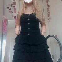 Vestito Y2K alt goth  denim nero salopette