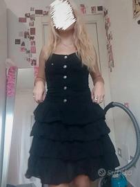 Vestito Y2K alt goth  denim nero salopette