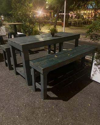 Set tavolo e panca da esterno